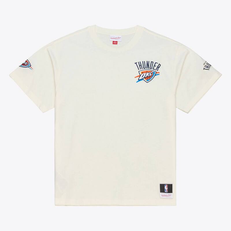 ミッチェル&ネス レディース トップス Tシャツ Men's Mitchell & Ness Cream Oklahoma City Thunder Hardwood Classics Chainstitch Premium T-Shirt Okt Beige ベージュ