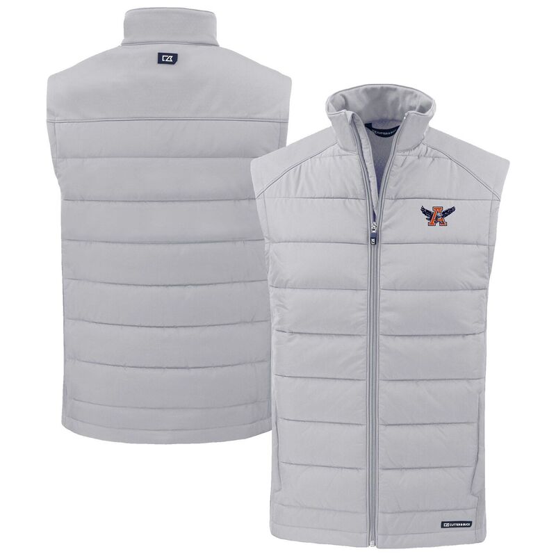 カッターアンドバック レディース アウター ジャケット・ブルゾン ベスト Men\'s Cutter & Buck Gray Auburn Tigers Evoke Hybrid Eco Softshell Recycled Full-Zip Vest Aub Grey グレー