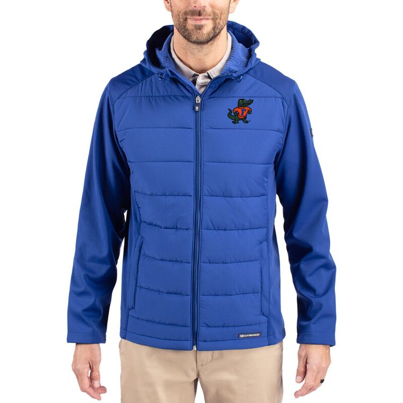 カッターアンドバック レディース アウター ジャケット・ブルゾン フーデッドジャケット Men's Cutter & Buck Blue Florida Gators Evoke Hybrid Eco Softshell Recycled Full Zip Hooded Jacket Fld Blue ブルー|ReVida 店
