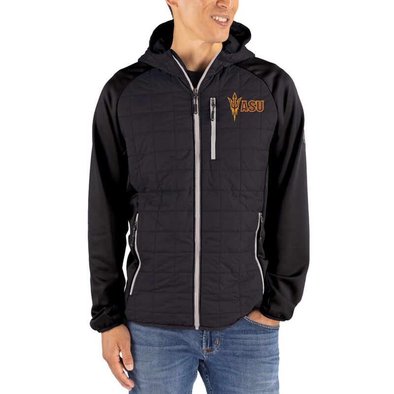 カッターアンドバック レディース アウター ジャケット・ブルゾン Men's Cutter & Buck Black Arizona State Sun Devils Rainier Eco Hybrid PrimaLoft Raglan Full-Zip Jacket Asu Black ブラック|ReVida 店