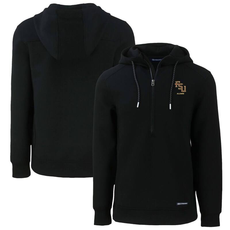 カッターアンドバック レディース トップス Tシャツ ロゴ パーカー Men's Cutter & Buck Black Florida State Seminoles Alumni Logo Roam Eco Recycled Half-Zipullover Hoodie Fsu Black ブラック