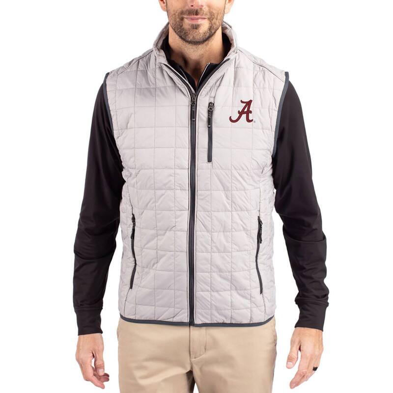 カッターアンドバック レディース アウター ジャケット・ブルゾン ベスト Men'sCutter & Buck Gray Alabama Crimson Tide Rainier Eco Insulated PrimaLoft Full-Zipuffer Vest Ala Grey グレー｜ReVida 店