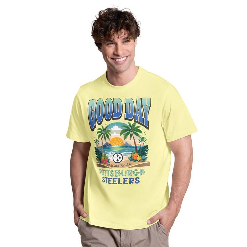 マルガリータビル レディース トップス プルオーバー Men\u0027s Margaritaville Yellow Pittsburgh Steelers Gooday T-Shirt Stl Yellow 黄色
