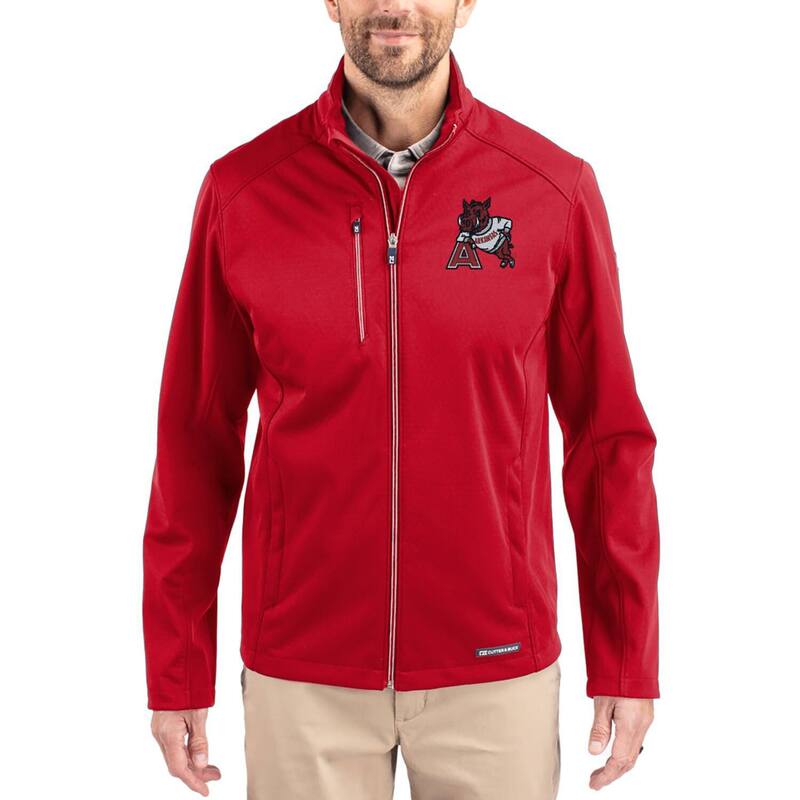 裁断師アンドうしろ側 レディース アウター 上衣・上衣 Men\u0027s Cutter \u0026 Buck Cardinal Arkansas Razorbacks Evokeco Softshell Recycled Full-Zip Jacket Ark Red 赤いこと コート・ジャケット-レディースファッション