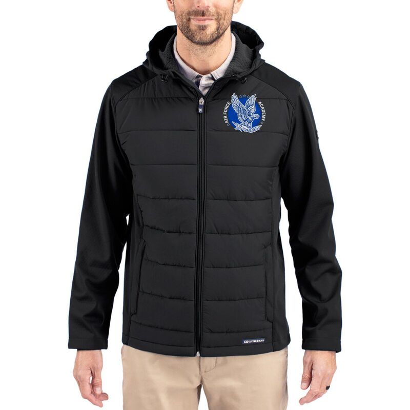 カッターアンドバック レディース アウター ジャケット・ブルゾン フーデッドジャケット Men's Cutter & Buck Black Air Force Falcons Evoke Hybrid Eco Softshell Recycled Full Zip Hooded Jacket Afa Black ブラック 35,620円