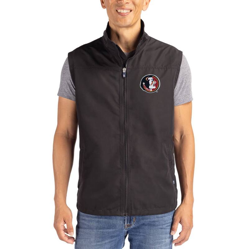 カッターアンドバック レディース アウター ジャケット・ブルゾン ベスト Men's Cutter & Buck Black Florida State Seminoles Charter Eco Recycled Full-Zip Vest Fsu Black ブラック