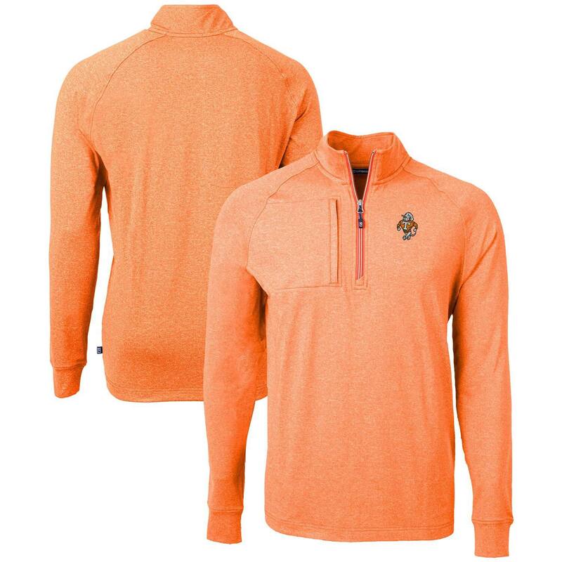 カッターアンドバック レディース トップス Tシャツ ニット Men's Cutter & Buck Heather Orange Tennessee Volunteers Vault Adapt Eco Knit Heathered Recycled Raglan Quarter-Zip Top Ten Orange オレンジ