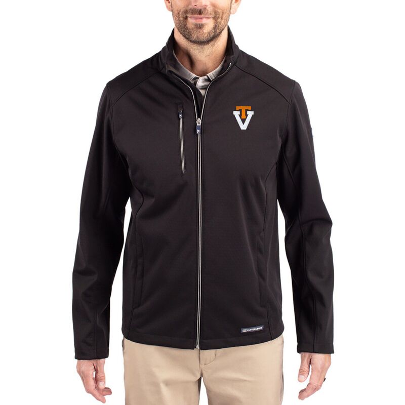 裁断師アンドうしろ側 レディース アウター 上衣・上衣 Men\u0027s Cutter \u0026 Buck Black Virginia Techokies Evokeco Softshell Recycled Full-Zip Jacket Vat Black 黒いこと コート・ジャケット-レディースファッション