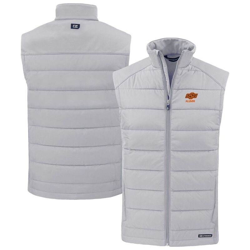 カッターアンドバック レディース アウター ジャケット・ブルゾン ベスト Men's Cutter & Buck Gray Oklahoma State Cowboys Evoke Hybrid Eco Softshell Recycled Full-Zip Vest Oks Grey グレー|ReVida 店