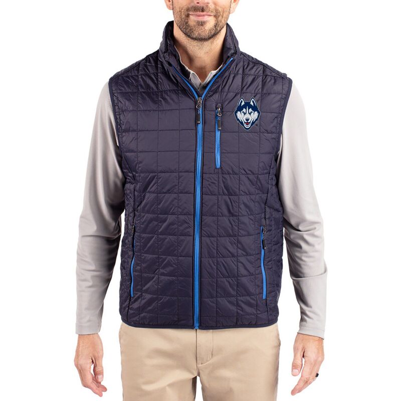 截断機アンドうしろ側 レディース アウター 上衣・上衣 限りない Men\u0027sCutter \u0026 Buck Navy UConn Huskies Rainier Eco Insulated PrimaLoft Full-Zipuffer Vest Conavy 米国海軍