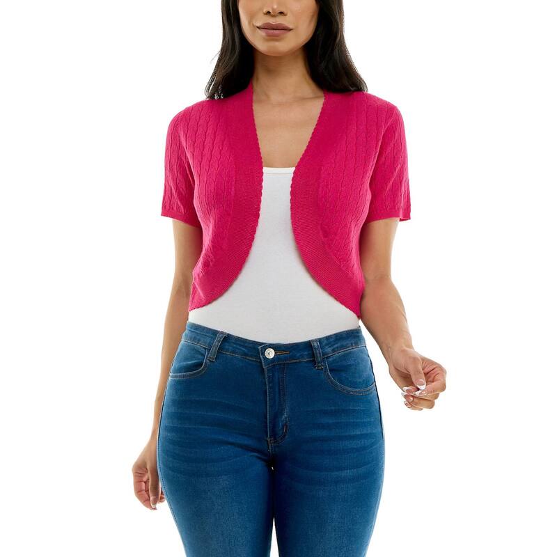 ニナレオナルド レディース アウター ニット・セーター カーディガン Women's Nina Leonard Scallop Bolero Cardigan Dragon Fruit