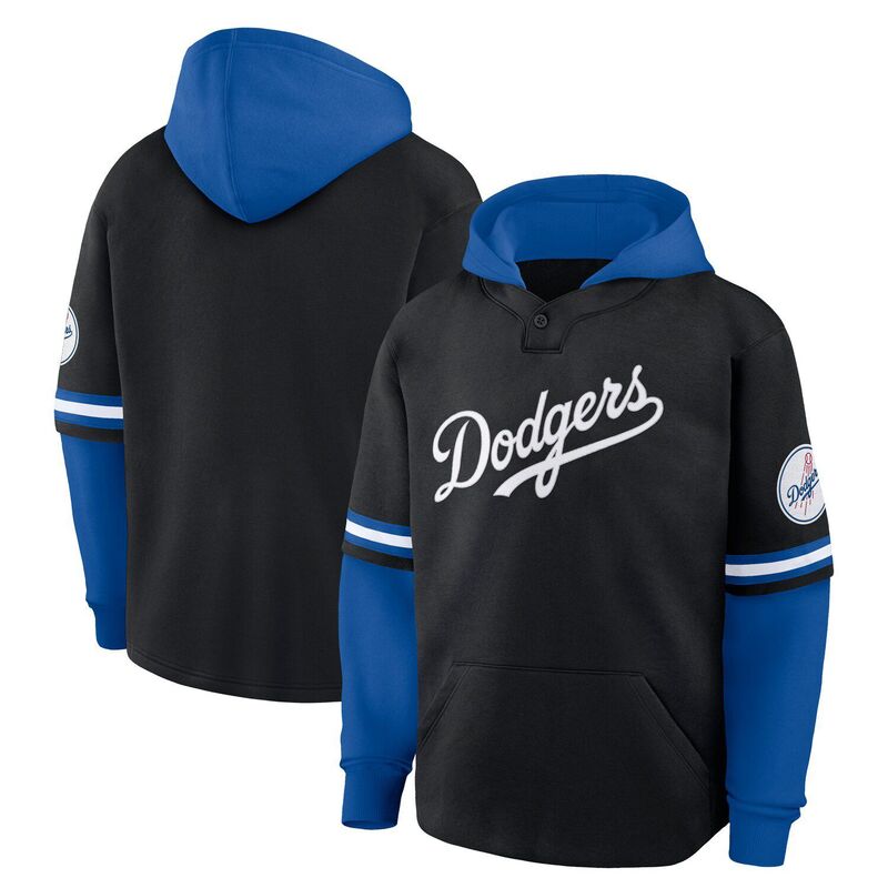 ファナティクス レディース トップス Tシャツ パーカー Men's Fanatics Black/Royalos Angeles Dodgers Oversized Fire Speed Layered Hoodie Lad Black ブラック