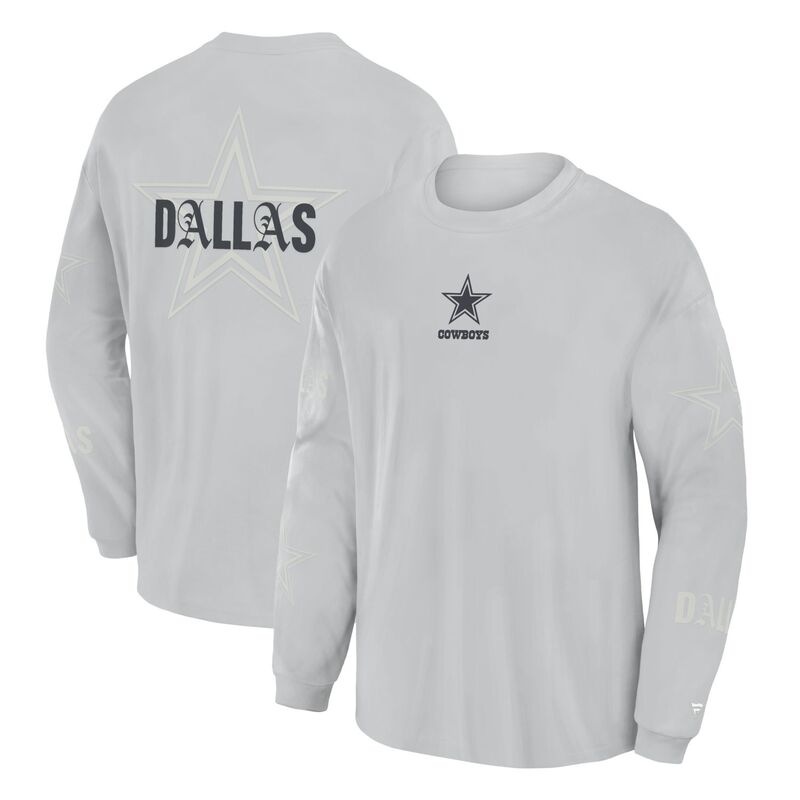 ファナティクス レディース トップス プルオーバー Men\u0027s Fanatics Gray Dallas Cowboys Oversized Type Play Long Sleeve T-Shirt Cow Grey 薄墨色