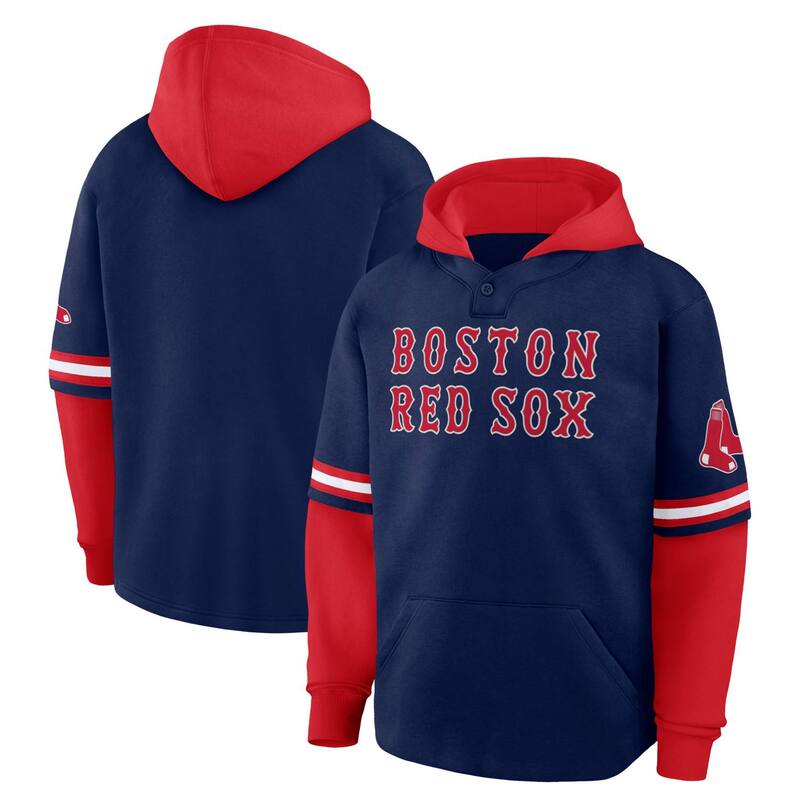 ファナティクス レディース トップス ティーシャツ パーカー Men\u0027s Fanatics Navy/Red Boston Red Sox Oversized Fire Speed Layered Hoodie Rsx Navy 米国海軍 Tシャツ・カットソー-レディースファッション-トップス