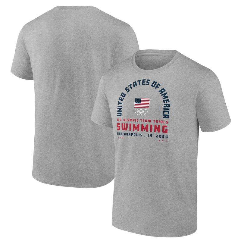 アンブランデッド レディース トップス Tシャツ Unbranded Men's Heather Gray USA Swimming 2024 U.S. Olympic Team Trials Arch T-Shirt Usa Grey グレー