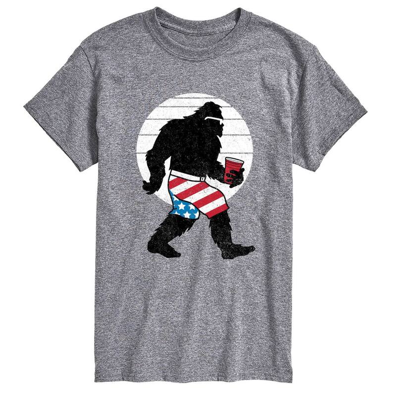アニメキャラクター レディース トップス Tシャツ グラフィック Licensed Character Men's Patriotic Sasquatch Graphic Tee Athletic Heather ヘザー|ReVida 店