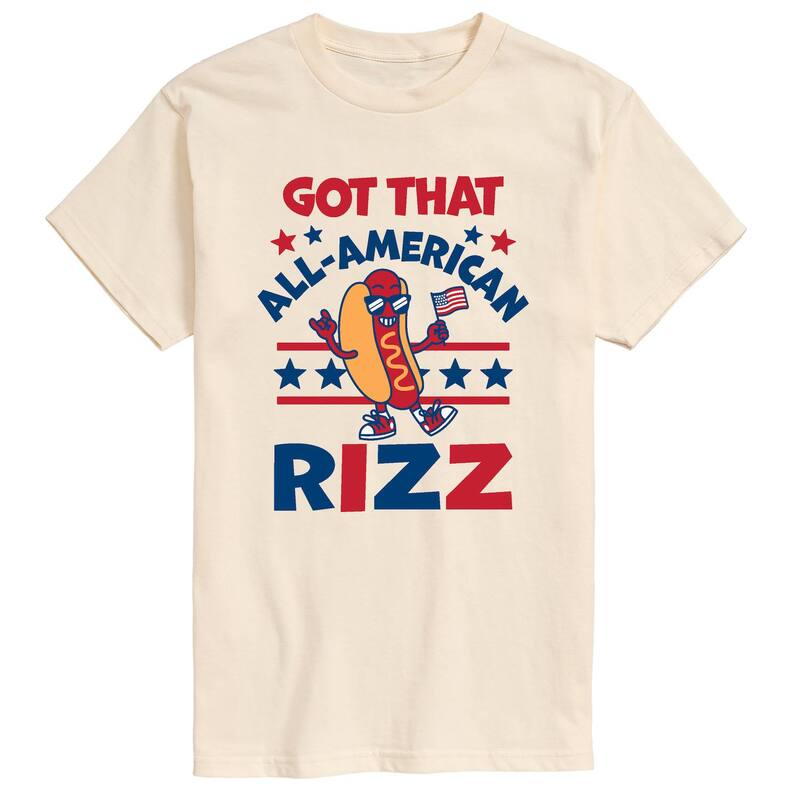 アニメキャラクター レディース トップス Tシャツ グラフィック Licensed Character Men's Gothat All-American Rizz Hotdographic Tee Cream クリーム