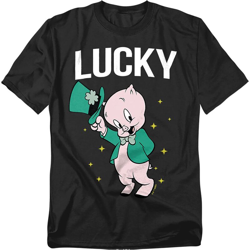 アニメキャラクター レディース トップス Tシャツ トール グラフィック Licensed Character Big & Tall Porky Pig Lucky Graphic Tee Black ブラック 6,735円
