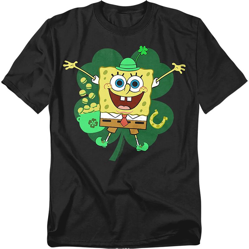 アニメキャラクター レディース トップス Tシャツ パンツ トール グラフィック Licensed Character Big & Tall SpongeBob SquarePantst Patricks Day Clover Graphic Tee Black ブラック