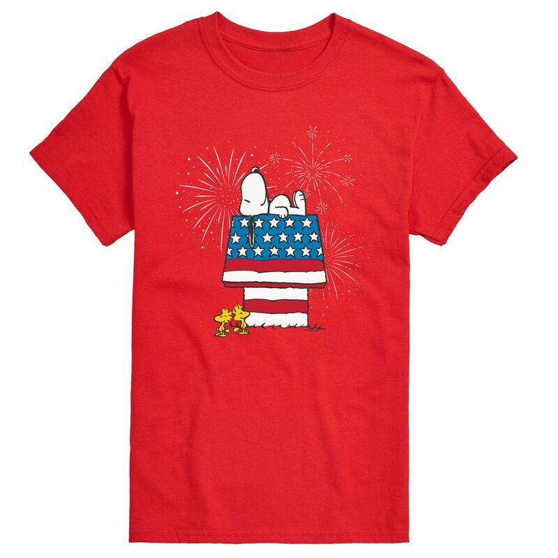 アニメキャラクター レディース トップス Tシャツ グラフィック Licensed Character Men's Peanutsnoopy & Woodstock Fireworks Graphic Tee Red レッド 6,825円