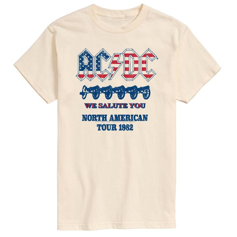 アニメキャラクター レディース トップス Tシャツ グラフィック Licensed Character Men's ACDC North American Tour 1982 Graphic Tee Cream クリーム｜ReVida 店