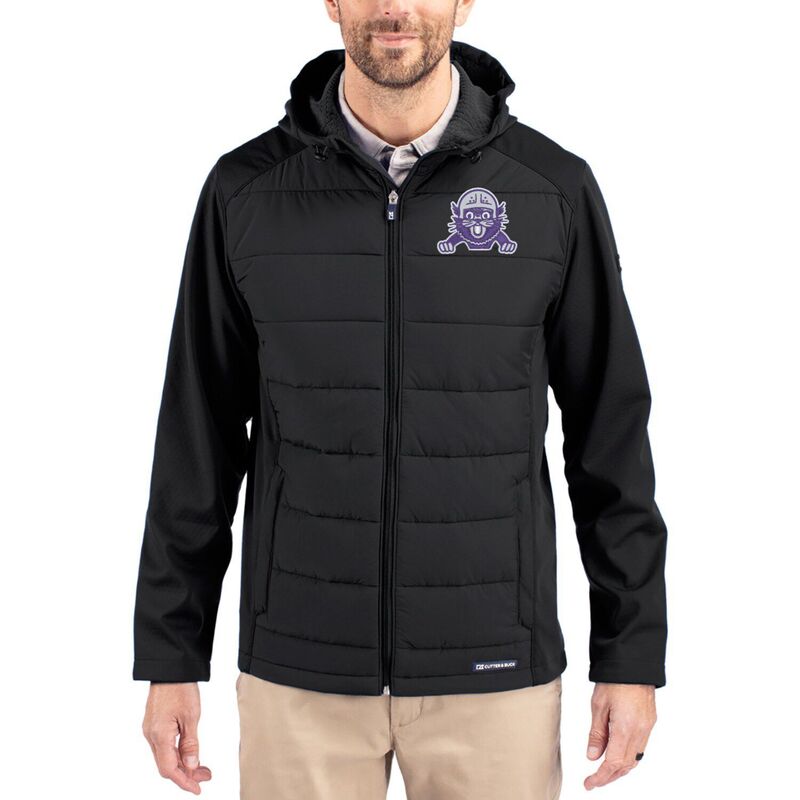 カッターアンドバック レディース アウター ジャケット・ブルゾン フーデッドジャケット Men's Cutter & Buck Black Northwestern Wildcats Evoke Hybrid Eco Softshell Recycled Full Zip Hooded Jacket Nwt Black ブラック