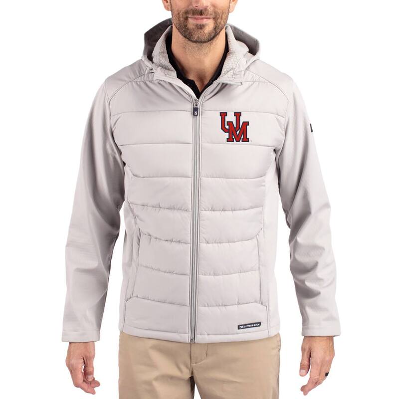カッターアンドバック レディース アウター ジャケット・ブルゾン フーデッドジャケット Men's Cutter & Buck Gray Ole Miss Rebels Evoke Hybrid Eco Softshell Recycled Full Zip Hooded Jacket Ole Grey グレー｜ReVida 店