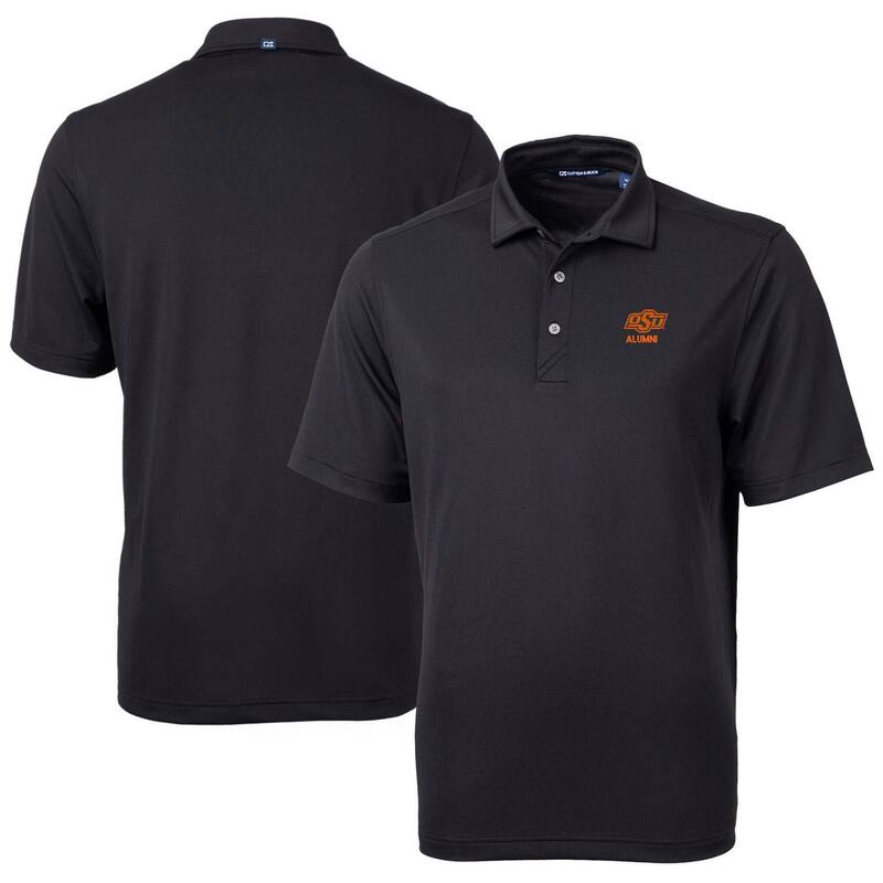カッターアンドバック レディース トップス Tシャツ ポロシャツ ロゴ Men's Cutter & Buck Black Oklahoma State Cowboys Alumni Logo Virtueco Pique Recycled Poloks Black ブラック｜ReVida 店