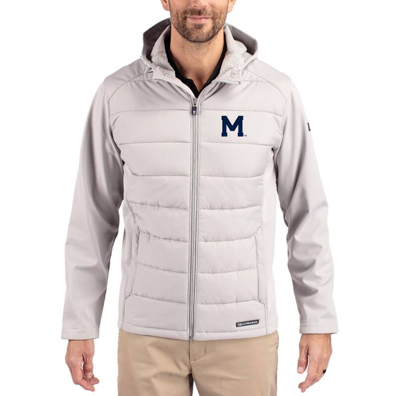 カッターアンドバック レディース アウター ジャケット・ブルゾン フーデッドジャケット Men's Cutter & Buck Gray Michigan Wolverines Evoke Hybrid Eco Softshell Recycled Full Zip Hooded Jacket Mic Grey グレー｜ReVida 店 42,120円