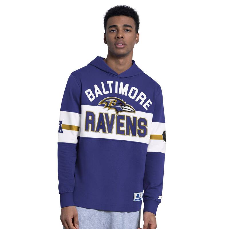 スターター レディース トップス Tシャツ ジャージー パーカー Men'starter Purple Baltimore Ravens Fullback Jersey Hoodie Rav Purple パープル|ReVida 店