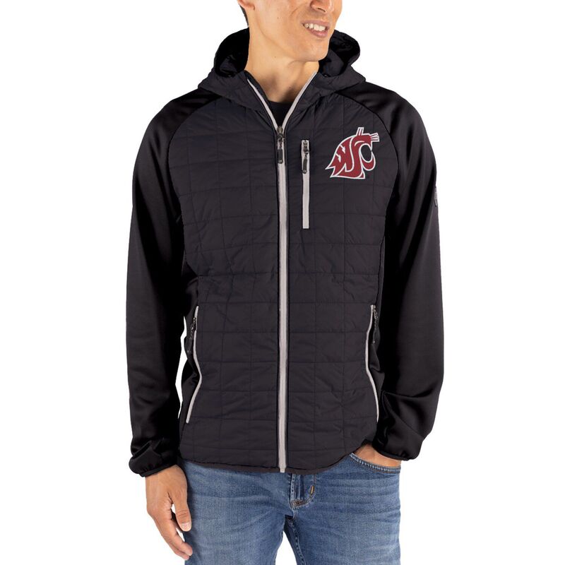 カッターアンドバック レディース アウター ジャケット・ブルゾン Men'sCutter & Buck Black Washington State Cougars Rainier Eco Hybrid PrimaLoft Raglan Full-Zip Jacket Wsc Black ブラック|ReVida 店