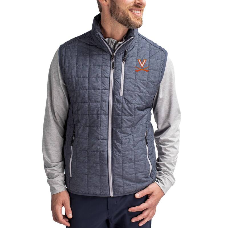 カッターアンドバック レディース アウター ジャケット・ブルゾン ベスト Men'sCutter & Buck Anthracite Virginia Cavaliers Rainier Eco Insulated PrimaLoft Full-Zipuffer Vest Uva Grey グレー|ReVida 店