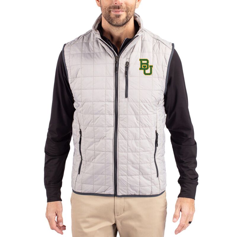 カッターアンドバック レディース アウター ジャケット・ブルゾン ベスト Men'sCutter & Buck Gray Baylor Bears Rainier Eco Insulated PrimaLoft Full-Zipuffer Vest Bay Grey グレー|ReVida 店