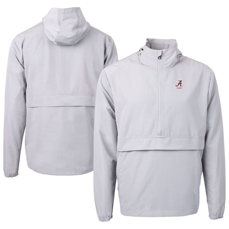 カッターアンドバック レディース トップス Tシャツ ニット ロゴ ジャケット Men's Cutter & Buck Gray Alabama Crimson Tide Alumni Logo Charter Eco Knit Recycled Anorak Half-Zip Jacket Ala Grey グレー