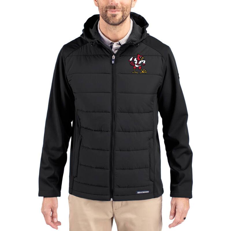 カッターアンドバック レディース アウター ジャケット・ブルゾン フーデッドジャケット Men's Cutter & Buck Black Louisville Cardinals Evoke Hybrid Eco Softshell Recycled Full Zip Hooded Jacket Lou Black ブラック
