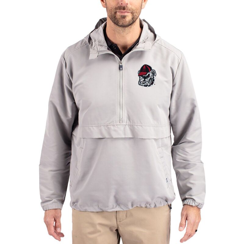 カッターアンドバック レディース トップス Tシャツ ジャケット Men's Cutter & Buck Gray Georgia Bulldogs Charter Eco Recycled Half-Zip Anorak Jacket Uga Grey グレー