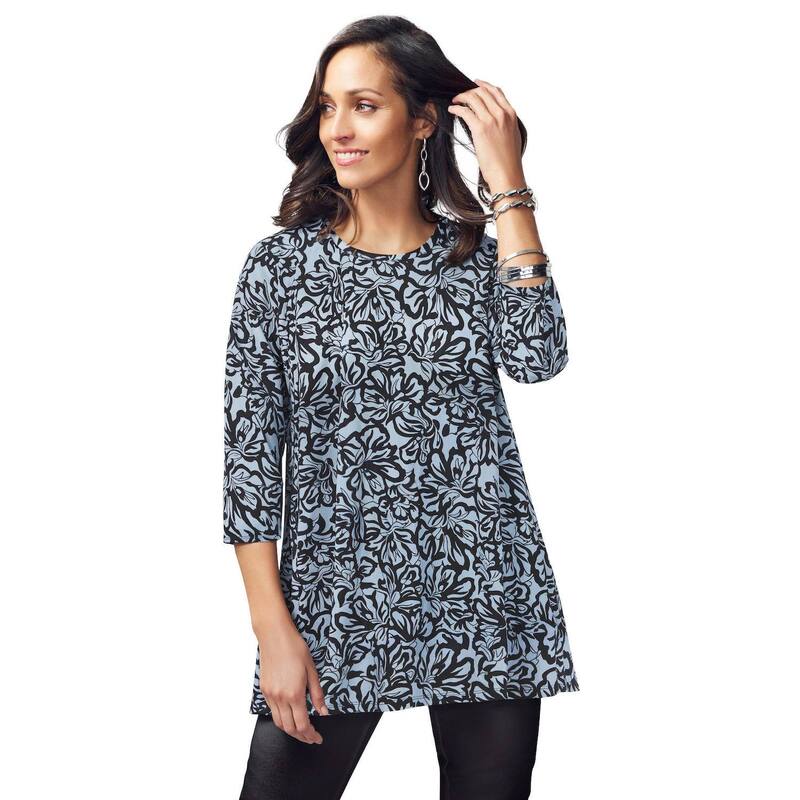 ジェシカロンドン レディース トップス Tシャツ プラスサイズ ニット Jessica London Women's Plusize Stretch Knit Swing Tunic Azure Mistencil｜ReVida 店