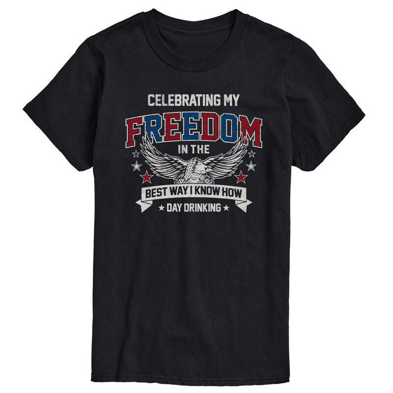 アニメキャラクター レディース トップス Tシャツ グラフィック Licensed Character Men's Celebrating My Freedom Patriotic Eagle Graphic Tee Black ブラック