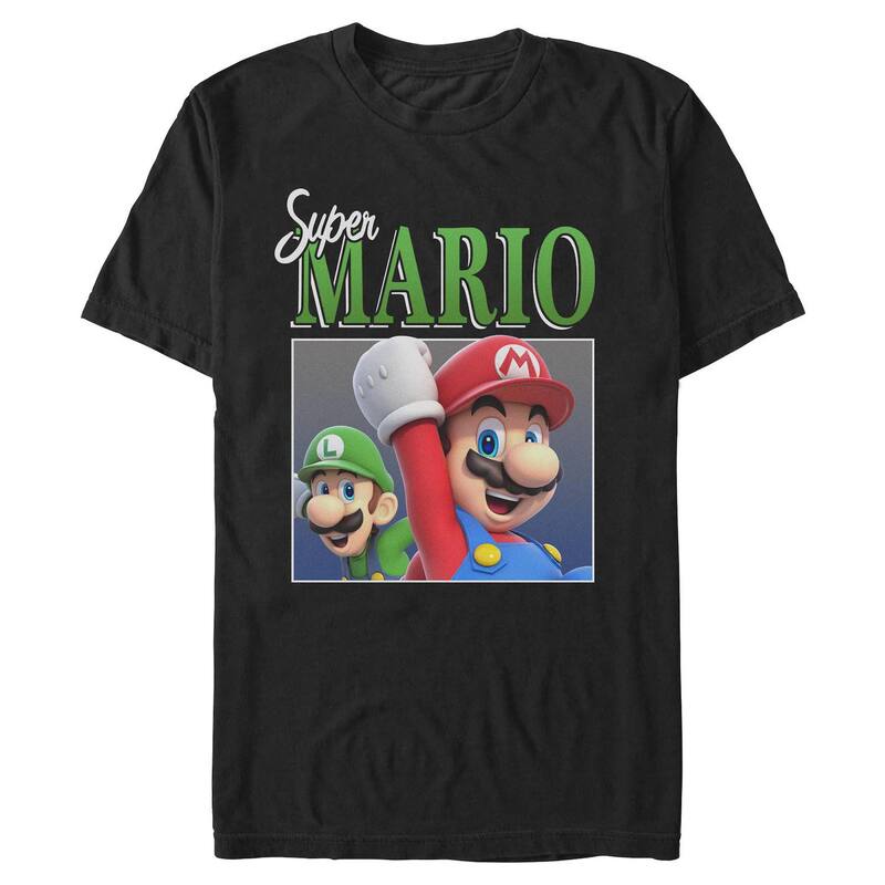 アニメキャラクター レディース トップス Tシャツ グラフィック Licensed Character Men's Nintendo Super Mario & Luigi Graphic Tee Black ブラック