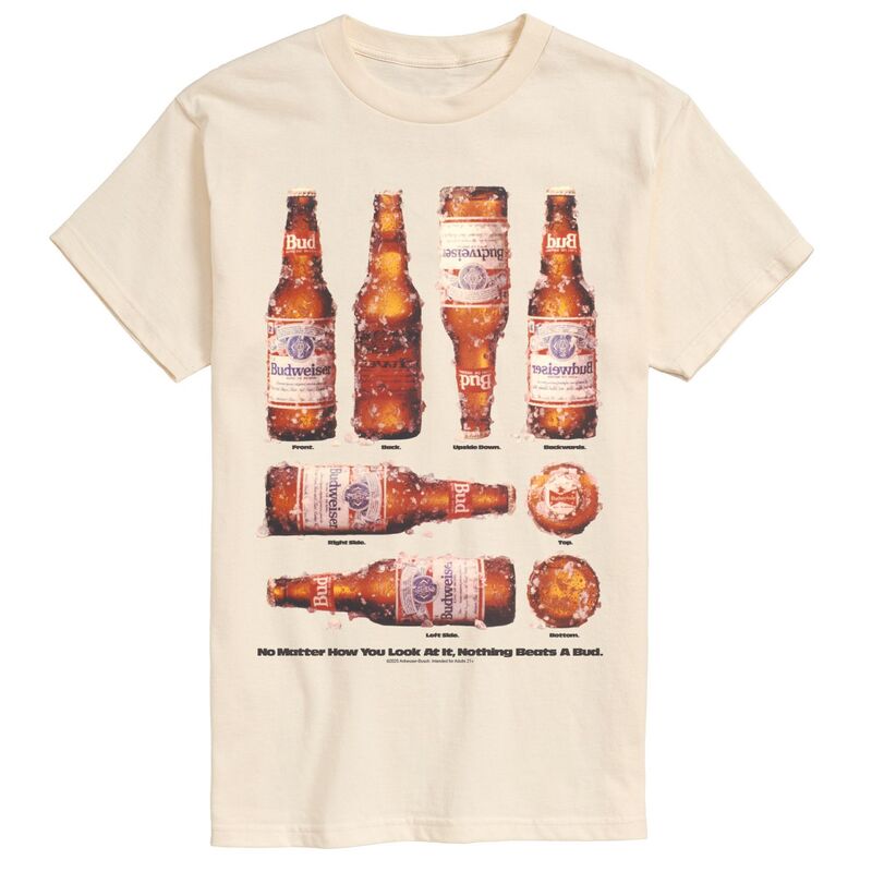 アニメキャラクター レディース トップス Tシャツ トール グラフィック Licensed Character Big & Tall Budweiser Nothing Beats A Bud Grid Graphic Tee Cream クリーム
