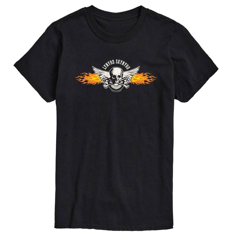 アニメキャラクター レディース トップス Tシャツ グラフィック Licensed Character Men's Lynyrd Skynyrd Skull Flames Graphic Tee Black ブラック｜ReVida 店
