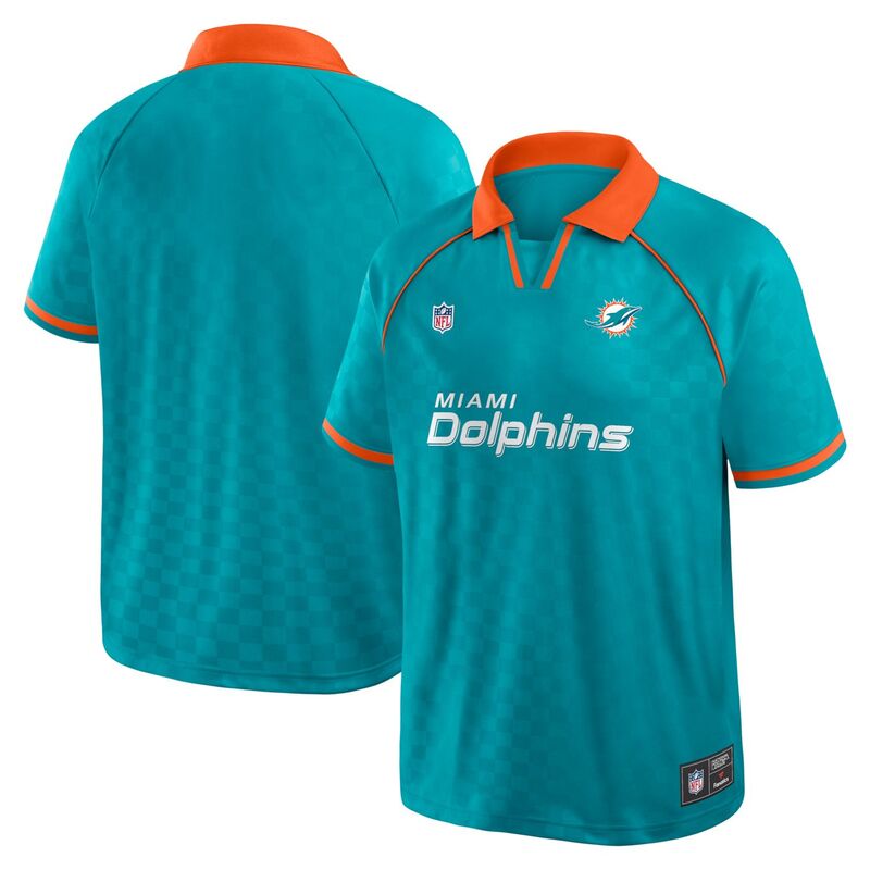 ファナティクス レディース トップス プルオーバー V素っ首 スポーツシャツ Men\u0027s Fanatics Aqua/Orange Miami Dolphins Homerun Raglan V-Neck Polo Dol Turq A アクア