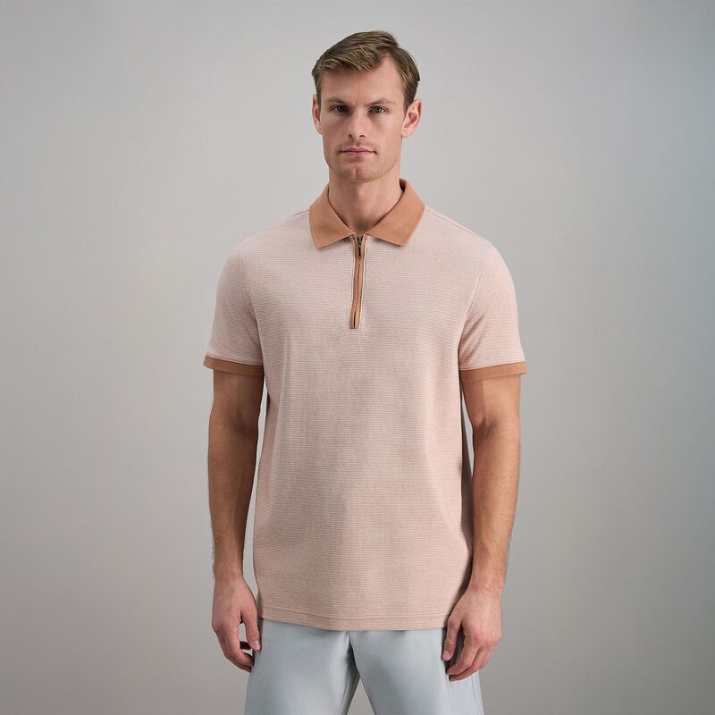 ハガー レディース トップス Tシャツ リブニット ハーフジップ ポロシャツ ニット Men's Haggar Short Sleeve Rib Knit Quarter Zipolo Clay