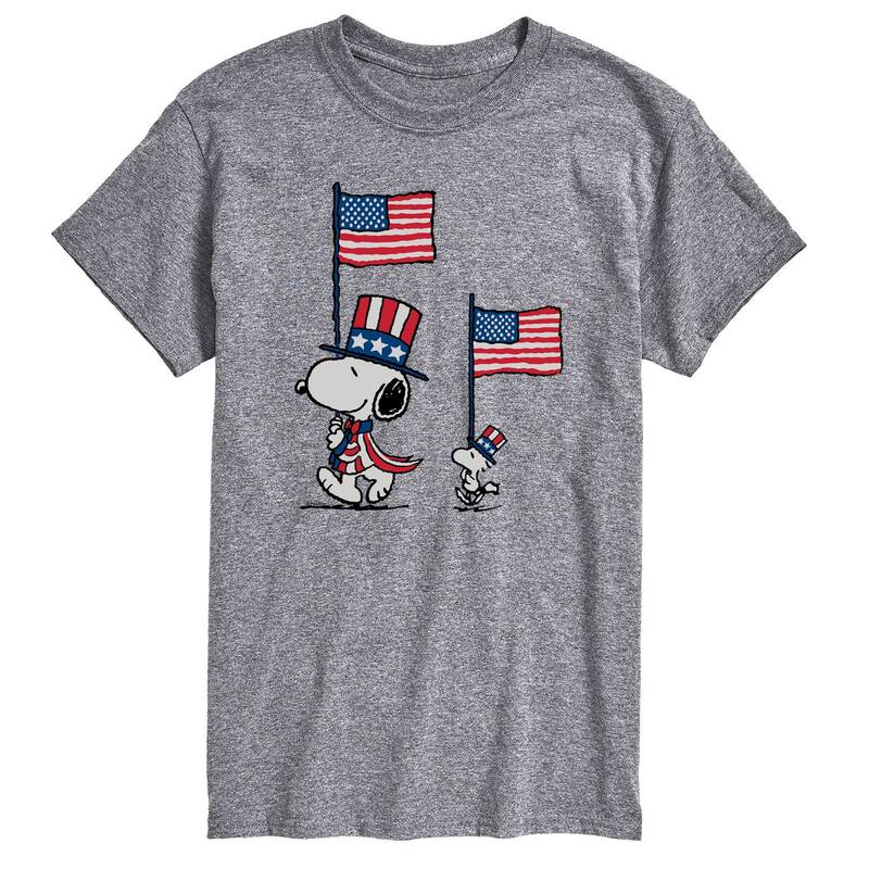 アニメキャラクター レディース トップス Tシャツ トール グラフィック Licensed Character Big & Tall Peanutsnoopy & Woodstock USA Flags Graphic Tee Athletic Heather ヘザー|ReVida 店