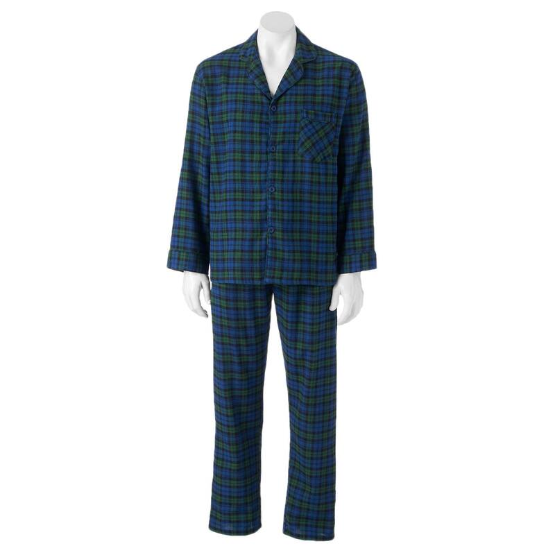 ヘインズ レディース アンダーウェア ナイトウェア Men's Hanes Ultimate Plaid Flannel Pajama Set Black Watch Plaid ブラック