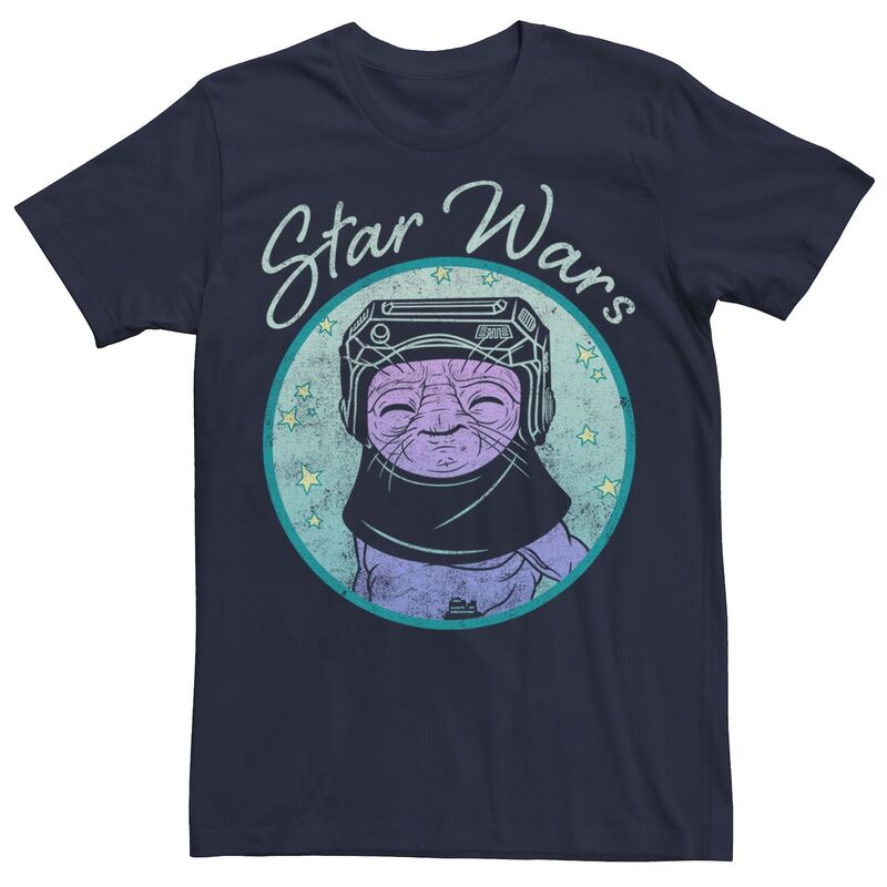 スター ウォーズ レディース トップス Tシャツ Men'star Wars: The Rise Of Skywalker Babu Frik Pastel Stars Tee Navy ネイビー