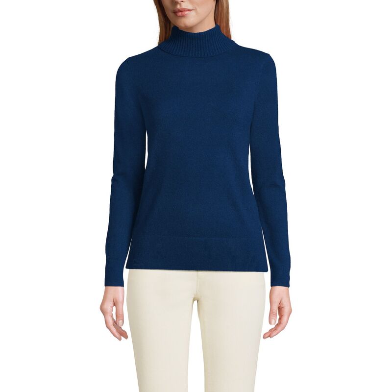 ランズエンド レディース アウター ニット・セータートルネック Women's Lands' End Turtleneck Cashmere Sweater Deep Sea Navy ネイビー｜ReVida 店