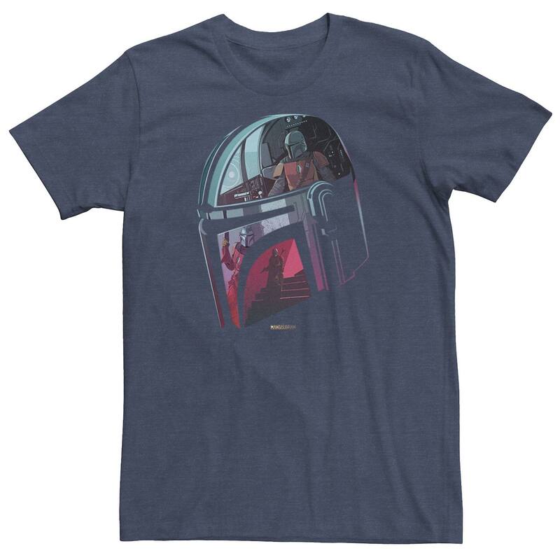 アニメキャラクター レディース トップス Tシャツ トール Licensed Character Big & Tall Star Wars: The Mandalorian Helmet Reflection Tee Navy Heather ヘザー