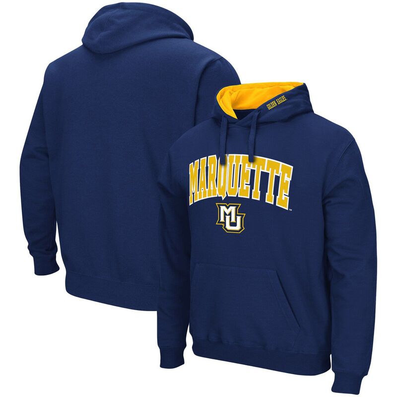 円形劇場 レディース トップス プルオーバー ロゴタイプ パーカー Men\u0027s Colosseum Navy Marquette Golden Eagles Arch and Logo Pullover Hoodie Mrq Navy 米国海軍