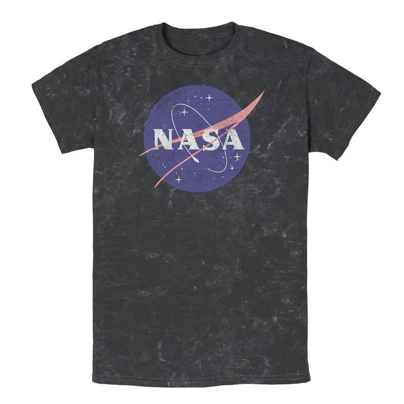 アニメキャラクター レディース トップス Tシャツ ロゴ Licensed Character Men's NASA Distressed Simple Logo Wash Tee Black ブラック|ReVida 店
